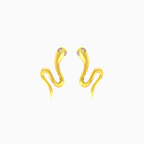 Boucles d’oreilles clous serpent en or avec zirconium cubique