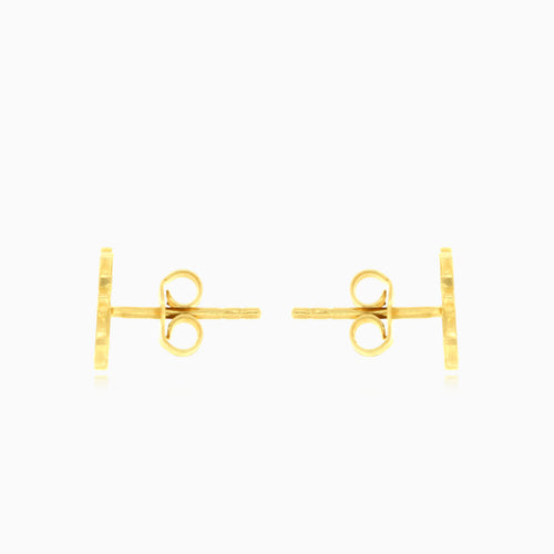 Cat stud earrings in yellow gold and cubic zirconia