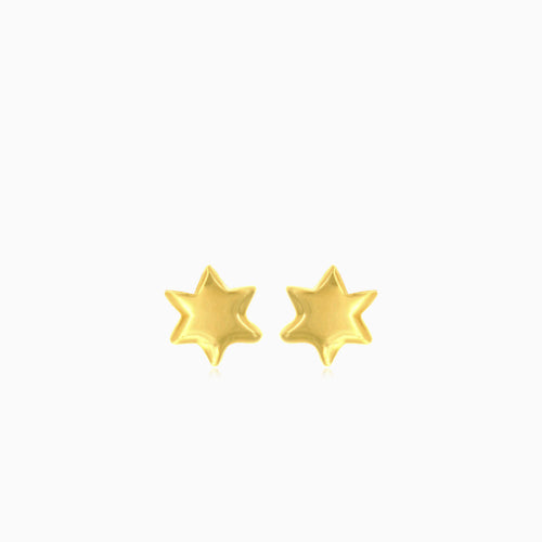 Lustrous star gold stud earrings