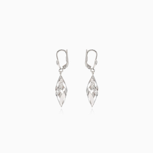 Boucles d’oreilles spirales en or blanc avec motif
