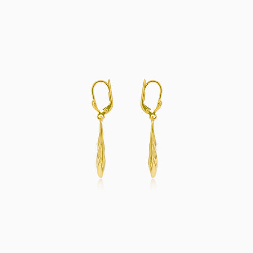 Zlaté visací náušnice ve tvaru kapky