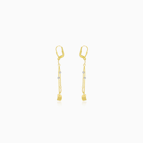Pendientes de cadena de oro con cuadrados