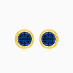 Pendientes de zafiro azul en oro amarillo