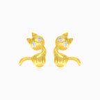 Boucles d’oreilles puces en or avec zircon cubique mignon miaou