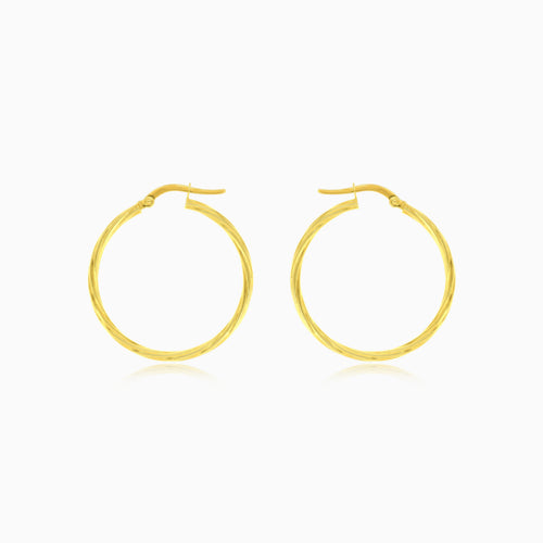 Gelbgold gedrehte runde Creolen