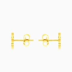 Náušnice ze žlutého zlata s perleťovým čtyřlístkem