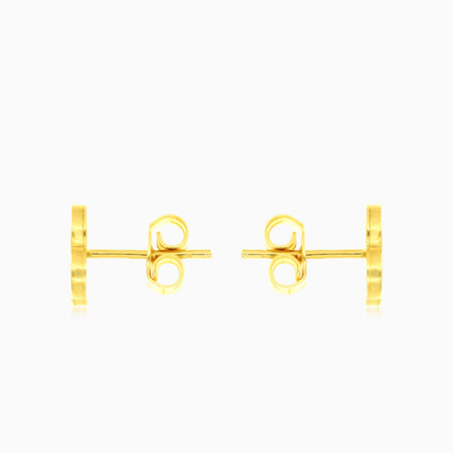 Náušnice ze žlutého zlata s perleťovým čtyřlístkem