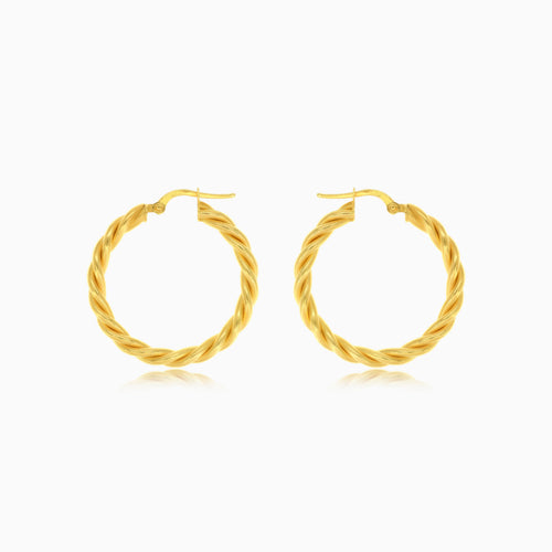 Gelbgold gedrehte runde Creolen