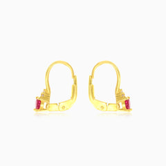 Boucles d’oreilles en or avec rubis et zircone cubique