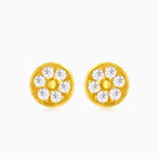 Boucles d’oreilles puces en or avec zircon cubique lumineux