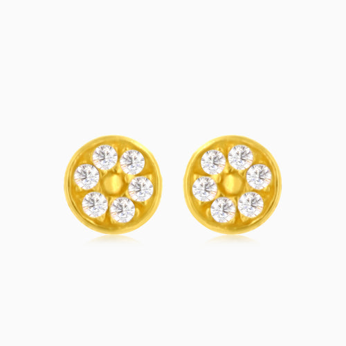Boucles d’oreilles puces en or avec zircon cubique lumineux