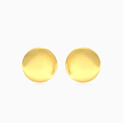 High polished button gold earrings