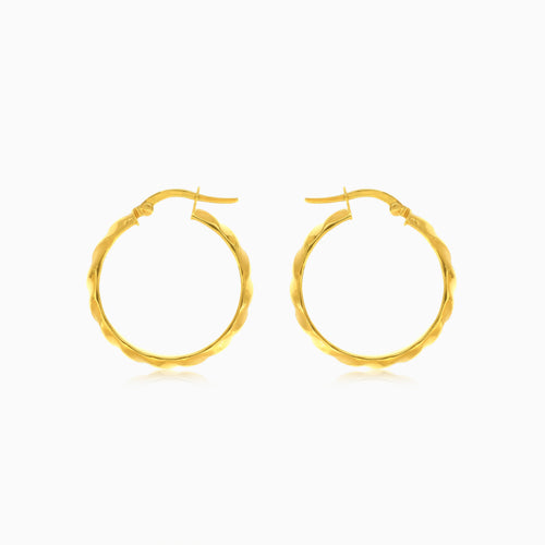 French lock twist hoop gold earrings