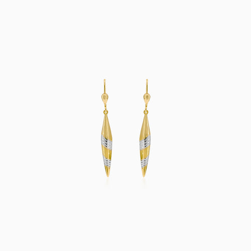 Pendientes colgantes de oro amarillo y blanco