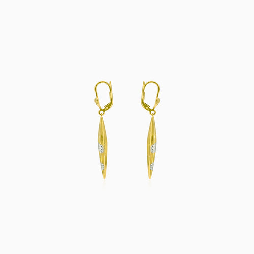 Pendientes colgantes de oro amarillo y blanco