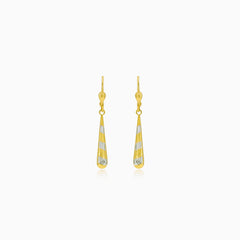 Aretes colgantes de gota con rayas de oro