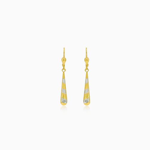 Aretes colgantes de gota con rayas de oro