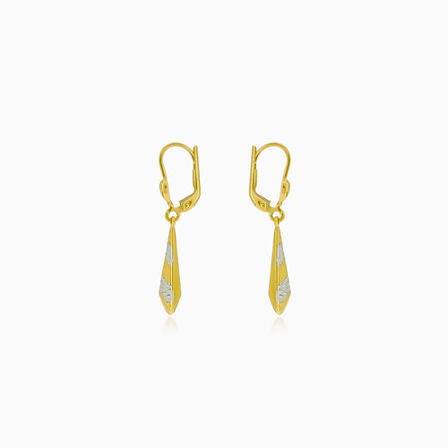 Visací trojúhelníkové náušnice z žlutého a bílého zlata