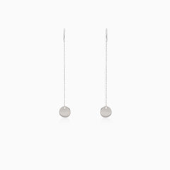 Bílé zlaté provlékací náušnice s řetízkem a kruhem