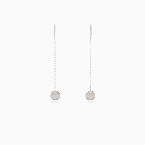 White gold chain earrings with circle