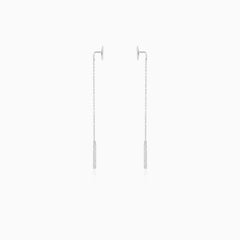 Pendientes de cadena con placa en oro blanco