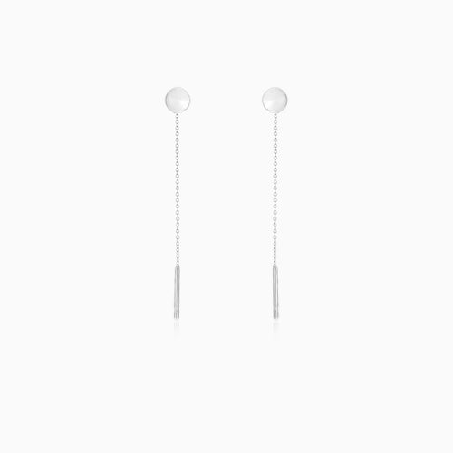 Pendientes de cadena con placa en oro blanco