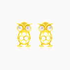 Boucles d’oreilles clous en or avec zircon cubique hibou