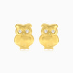 Boucles d’oreilles chouette en or avec zircon cubique