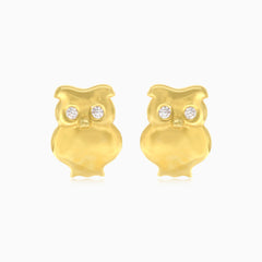 Boucles d’oreilles chouette en or avec zircon cubique