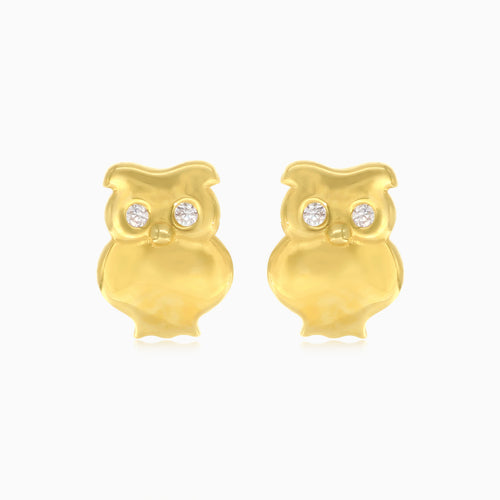 Boucles d’oreilles chouette en or avec zircon cubique
