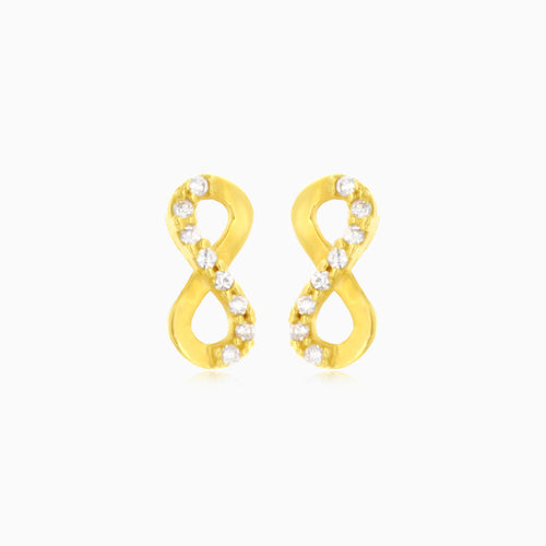 Boucles d'oreilles puces en zircon cubique infini plaquées or