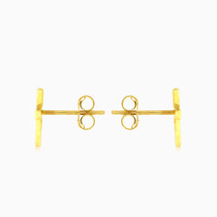 Boucles d’oreilles puces croix en or jaune