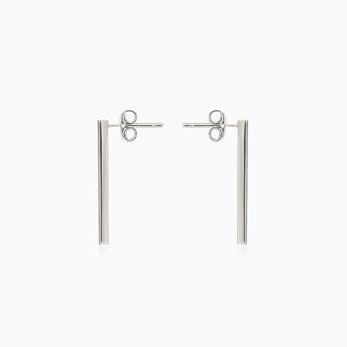 Boucles d'oreilles en or blanc en forme de barre