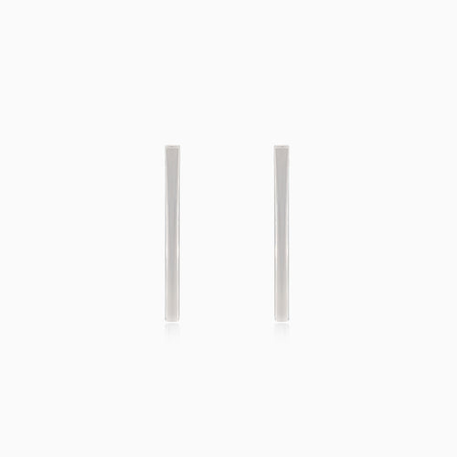 Boucles d'oreilles en or blanc en forme de barre