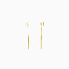 Gold chain earrings with a bar