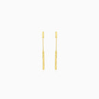 Gold chain earrings with a bar