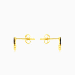 Yellow gold black onyx circle earrings
