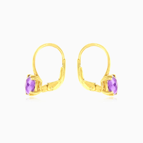 Fialové topazové náušnice s polštářkovým brusem