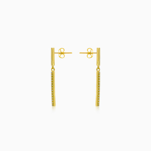 Gold dangling studs with cubic zirconia