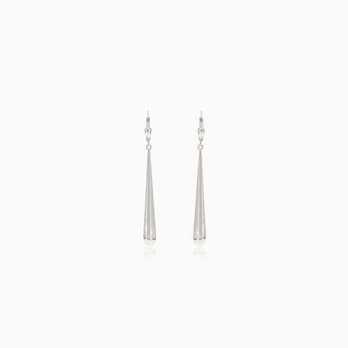 Boucles d’oreilles pendantes en or blanc à gouttes allongées