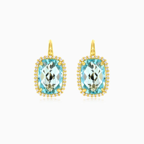 Boucles d’oreilles halo en topaze bleu ciel