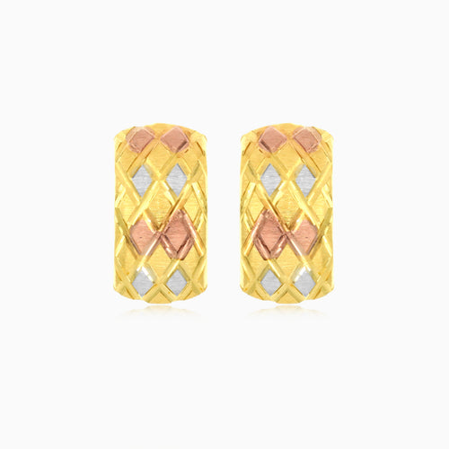 Tri color gold earrings