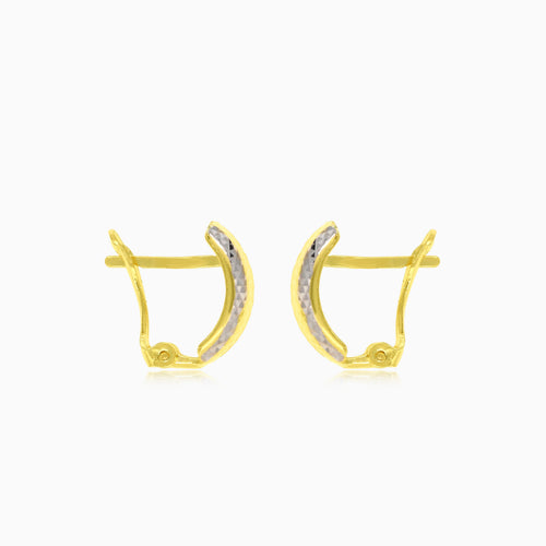 Tricolor gold earring with latch back