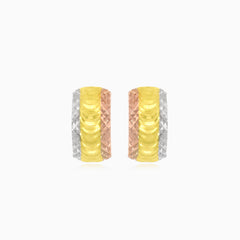 Dreifarbiger Goldohrring mit Klappbügelverschluss