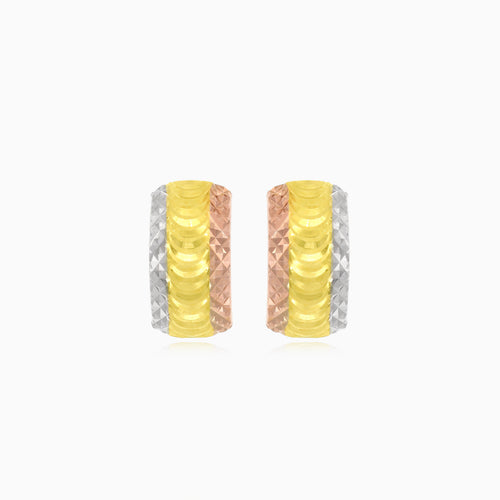 Tricolor gold earring with latch back