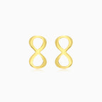 Lustrous yellow gold infinity stud earrings