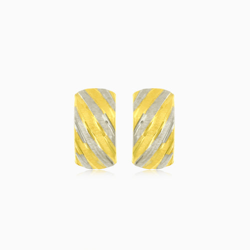 Lesklé dvoubarevné zlaté náušnice