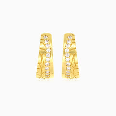 Lesklé náušnice ze žlutého zlata s kubickými zirkony