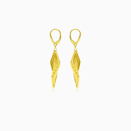 Boucles d'oreilles pendantes géométriques carrées en or jaune