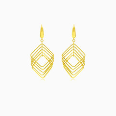 Boucles d'oreilles pendantes géométriques carrées en or jaune